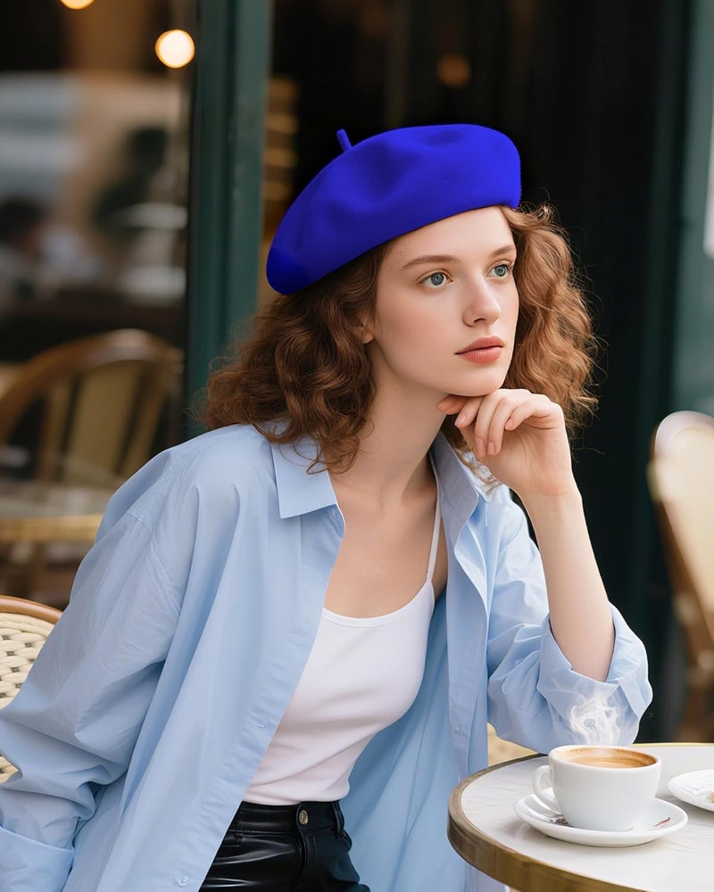 CKYPTFK Beret Hats for Women Holiday Wool French Style-Black/Red Church Hat-Clueless Outfit & Men's Beret - Image 5